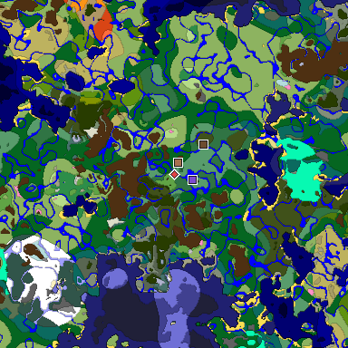 Predicted biome map of Java 1.21.4 seed 7170103778256495792 around estimated spawn