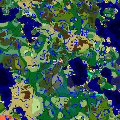 Predicted biome map of Java 1.21.4 seed 6529172960205609110 around estimated spawn