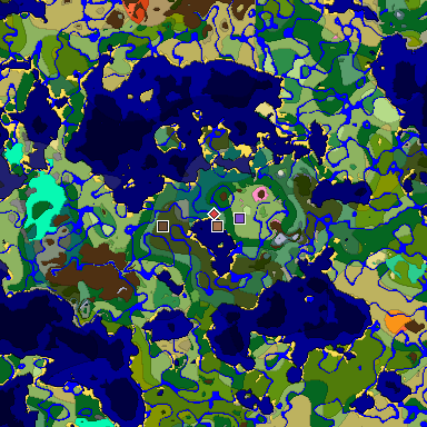 Predicted biome map of Java 1.21.4 seed 7966449142307906067 around estimated spawn