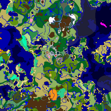 Predicted biome map of Java 1.21.4 seed 7508683102116501192 around estimated spawn