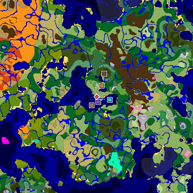Predicted biome map of Java 1.21.4 seed 2706638157732313138 around estimated spawn