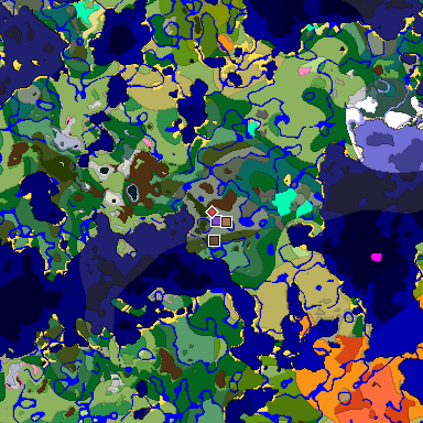 Predicted biome map of Java 1.21.4 seed 2586365720967469678 around estimated spawn