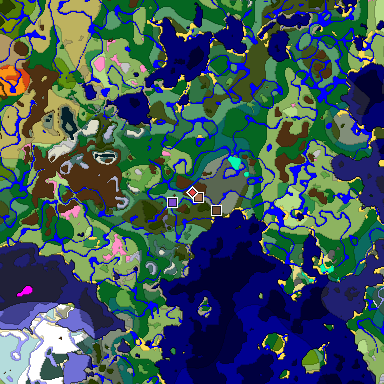 Predicted biome map of Java 1.21.4 seed 3637284154932525390 around estimated spawn