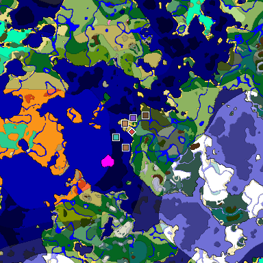 Predicted biome map of Java 1.21.4 seed 8404686246260765513 around estimated spawn