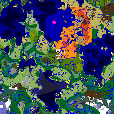 Predicted biome map of Java 1.21.4 seed 2920732632285617767 around estimated spawn
