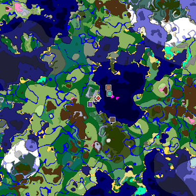 Predicted biome map of Java 1.21.4 seed -948621902126558792 around estimated spawn