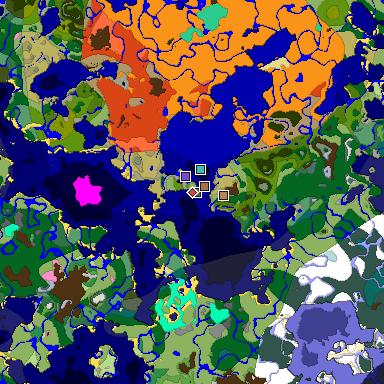 Predicted biome map of Java 1.21.4 seed -7015841750190724429 around estimated spawn