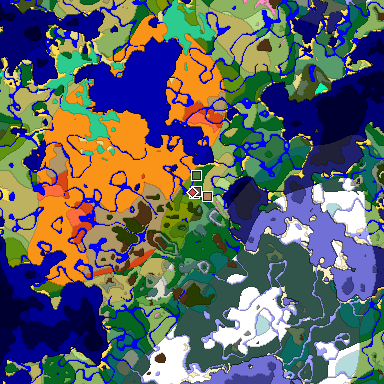Predicted biome map of Java 1.21.4 seed -1227491197151170531 around estimated spawn