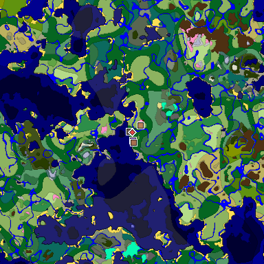 Predicted biome map of Java 1.21.4 seed -3493144502572912443 around estimated spawn