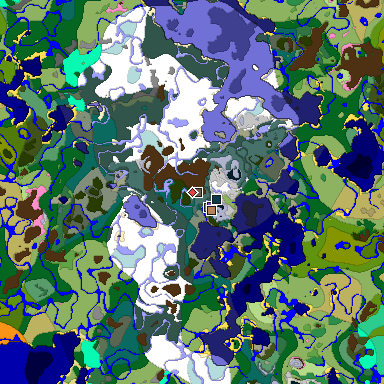 Predicted biome map of Java 1.21.4 seed 6690328535702815612 around estimated spawn