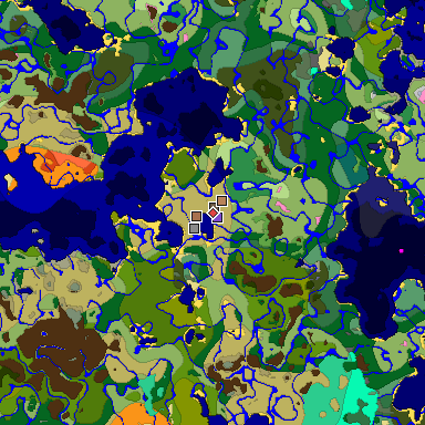 Predicted biome map of Java 1.21.4 seed -4324083524826630952 around estimated spawn