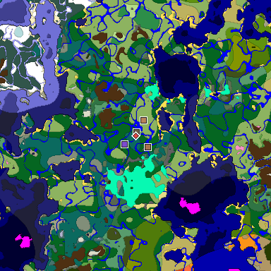 Predicted biome map of Java 1.21.4 seed 3000175891572911605 around estimated spawn
