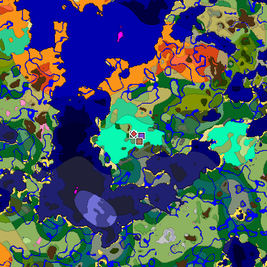 Predicted biome map of Java 1.21.4 seed -4715737828551895651 around estimated spawn