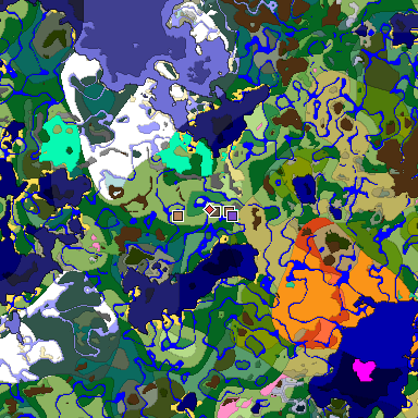 Predicted biome map of Java 1.21.4 seed -5140669144220803061 around estimated spawn