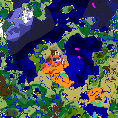 Predicted biome map of Java 1.21.4 seed -1183843537037116447 around estimated spawn