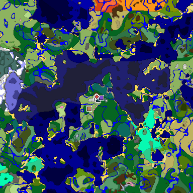Predicted biome map of Java 1.21.4 seed -8050066668473376293 around estimated spawn