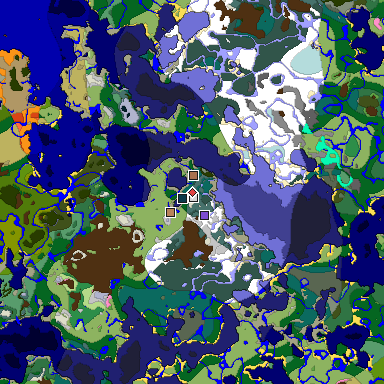 Predicted biome map of Java 1.21.4 seed 4419866737485492996 around estimated spawn