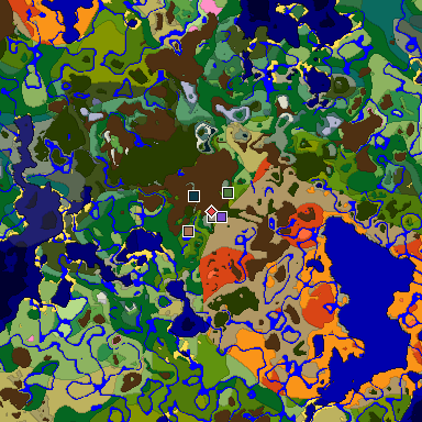 Predicted biome map of Java 1.21.4 seed -6592676568897488797 around estimated spawn
