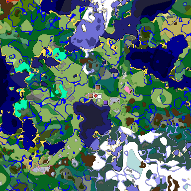 Predicted biome map of Java 1.21.4 seed -1714064697486307130 around estimated spawn