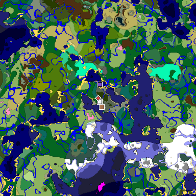 Predicted biome map of Java 1.21.4 seed -8351787634972460736 around estimated spawn