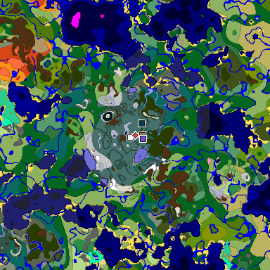 Predicted biome map of Java 1.21.4 seed -8959138464409685515 around estimated spawn
