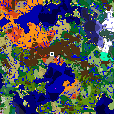 Predicted biome map of Java 1.21.4 seed -4592368149805322851 around estimated spawn
