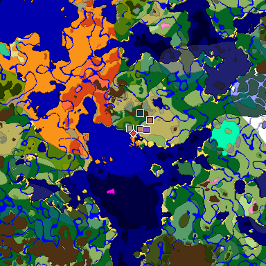 Predicted biome map of Java 1.21.4 seed -921967844835918963 around estimated spawn