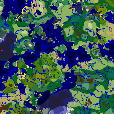 Predicted biome map of Java 1.21.4 seed -9007230011702644647 around estimated spawn