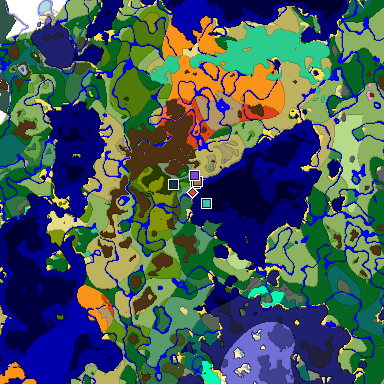 Predicted biome map of Java 1.21.4 seed -6283170691483343416 around estimated spawn