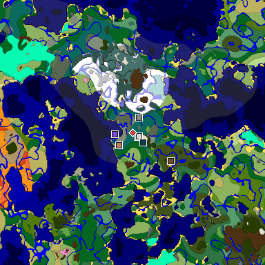 Predicted biome map of Java 1.21.4 seed -5006281652222206498 around estimated spawn
