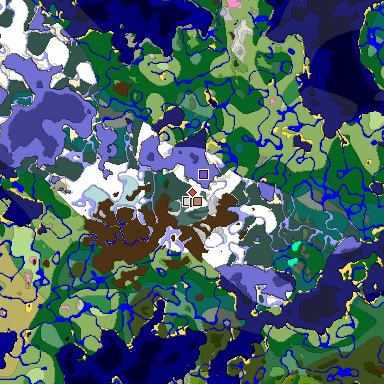 Predicted biome map of Java 1.21.4 seed -1683450714890910163 around estimated spawn