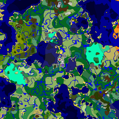 Predicted biome map of Java 1.21.4 seed 2179960849127295378 around estimated spawn