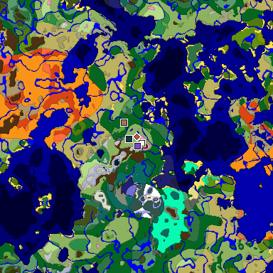 Predicted biome map of Java 1.21.4 seed -6180228163968227334 around estimated spawn