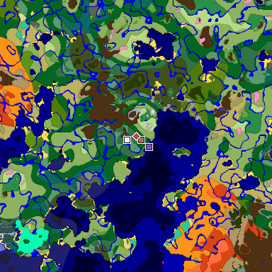 Predicted biome map of Java 1.21.4 seed 5224466123048144073 around estimated spawn