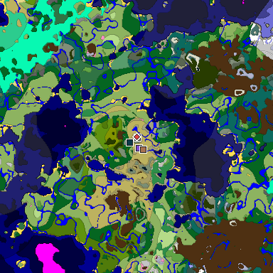 Predicted biome map of Java 1.21.4 seed 7788367003011163906 around estimated spawn