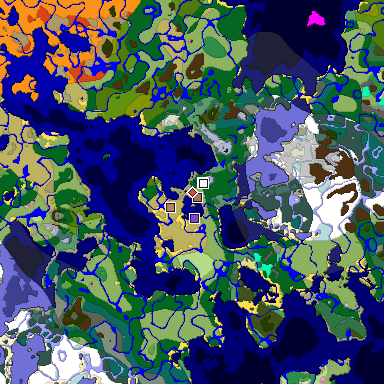 Predicted biome map of Java 1.21.4 seed 9065997780170921317 around estimated spawn