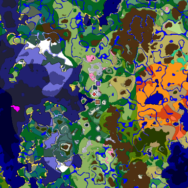 Predicted biome map of Java 1.21.4 seed 1659832318185556330 around estimated spawn
