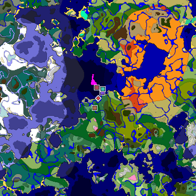 Predicted biome map of Java 1.21.4 seed -1910297811630959064 around estimated spawn