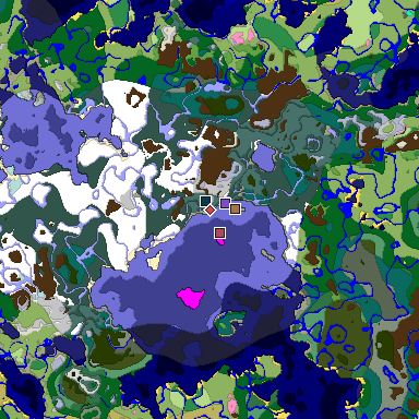 Predicted biome map of Java 1.21.4 seed -8366290451558844498 around estimated spawn