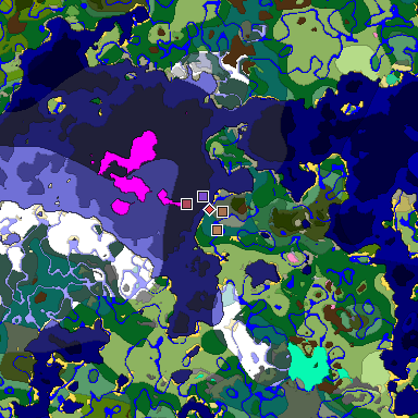 Predicted biome map of Java 1.21.4 seed 1376869263475276905 around estimated spawn