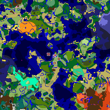 Predicted biome map of Java 1.21.4 seed -4910922527763324014 around estimated spawn