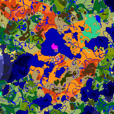 Predicted biome map of Java 1.21.4 seed 6656434813402114238 around estimated spawn