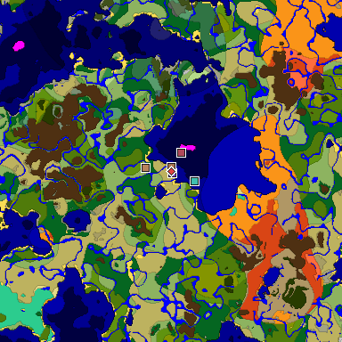 Predicted biome map of Java 1.21.4 seed -3717124849004365308 around estimated spawn