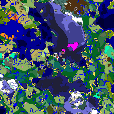 Predicted biome map of Java 1.21.4 seed 4190675693988443063 around estimated spawn