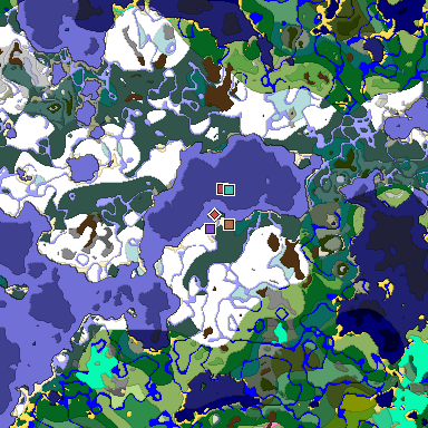 Predicted biome map of Java 1.21.4 seed -151169563119848893 around estimated spawn