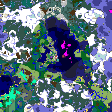 Predicted biome map of Java 1.21.4 seed -1965894675902135871 around estimated spawn