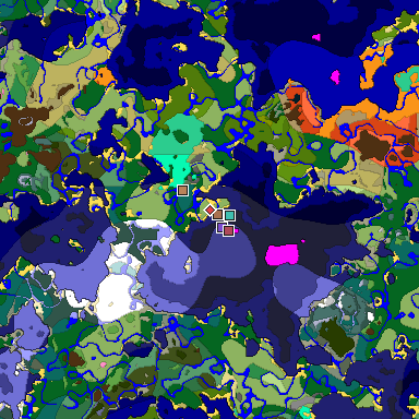 Predicted biome map of Java 1.21.4 seed -6332620035011436594 around estimated spawn