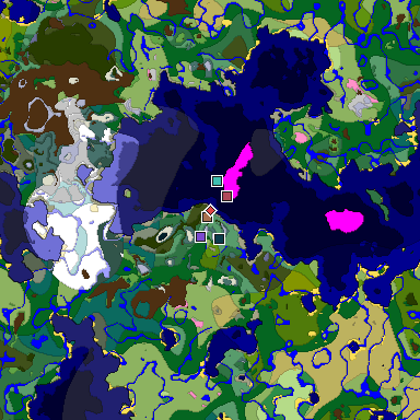 Predicted biome map of Java 1.21.4 seed 8580410905693804850 around estimated spawn