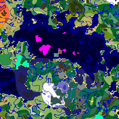 Predicted biome map of Java 1.21.4 seed 1528325355164163951 around estimated spawn
