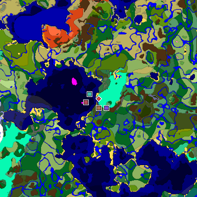 Predicted biome map of Java 1.21.4 seed 5608305986893999422 around estimated spawn